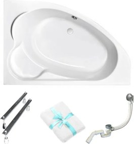 Aszimmetrikus kád Cersanit Kaliope 170x110 Jobb láb szifon törölköző