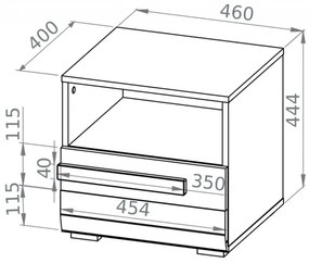 Éjjeliszekrény SARPA 45x46 cm fehér/barna