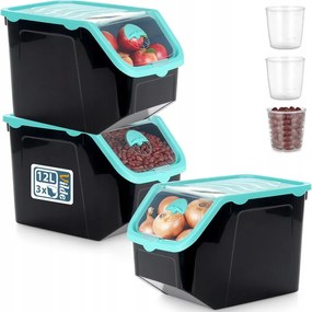 3x Zöldség Tartály Gyümölcs hagyma burgonya fokhagyma eledel por nagy XL