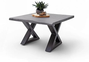 CARTAGENA dohányzó asztal akácfa 75x75cm - X alakú antracit szürke lábbal - Szürke