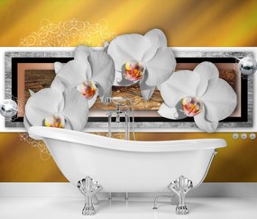 Gario Fotótapéta Geometria és orchideák Anyag: Vlies, Méret: 150 x 105 cm