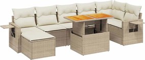 vidaXL 8 részes bézs polyrattan kerti ülőgarnitúra párnával