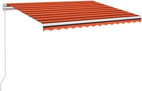 vidaXL narancssárga és barna kézzel kihúzható napellenző 350 x 250 cm