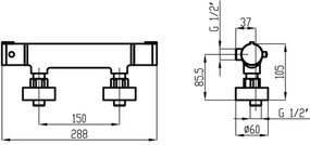 Novaservis - Termosztatikus zuhanycsap METALIA fényezett króm