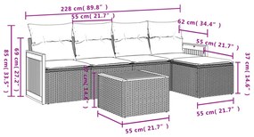 6 részes szürke polyrattan kerti ülőgarnitúra párnákkal