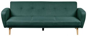 Háromszemélyes zöld kárpitozott kanapéágy FLORLI Beliani