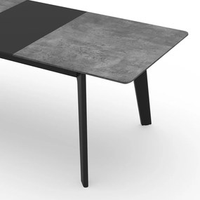 Fekete bővíthető étkezőasztal beton dekoros asztallappal 100x180 cm Shadow – TemaHome