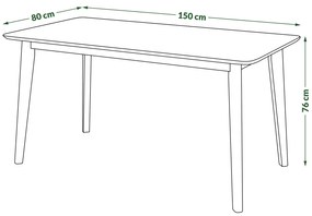 MAZZONI EXPORT ROXY Természetes Tölgyfa - RETRO TÉGLALAP ALAKÚ FA ASZTAL 120 vagy 150 cm-es KONYHÁBA/ÉTKEZŐBE