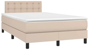 cappuccino színű műbőr rugós ágy matraccal és LED-del 120x200cm