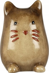 Dekoratív figura, Misu macska porcelán, 13 cm, barna