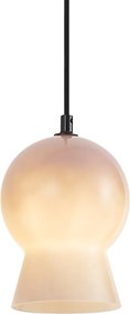 Retro függőlámpa fekete bézs üveggel 1 fázisú sínrendszerhez - Iconic Bell
