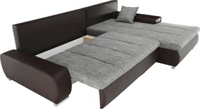 Sarokülőgarnitúra, barna/szürkésbarna melír, TRAMP