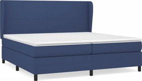 vidaXL kék szövet rugós ágy matraccal 200 x 200 cm