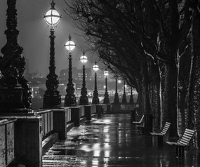 Poszter 60x50cm Temzeparti sétány este 2, Assaf Frank