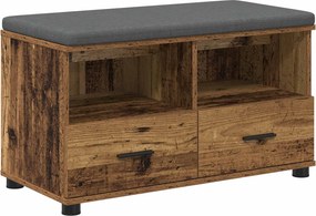 vidaXL Előtér pad fiókkal Öreg fa 80 x 38 x 46 cm Műanyag Fa és Szövet