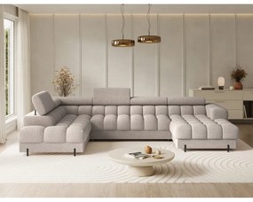 Bézs buklé kinyitható sarokkanapé (bal oldali-U alakú) Feraria – ELTAP