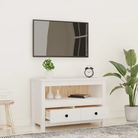 fehér tömör fenyőfa TV-szekrény 79 x 35 x 52 cm