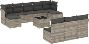 vidaXL 11 részes világosszürke polyrattan kerti ülőgarnitúra párnákkal