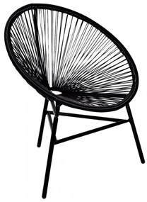 fekete polyrattan kerti kagylószék