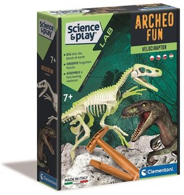 Világító velociraptor Archeo Fun régészeti készlet Clementoni