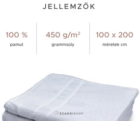 Deluxe fehér szállodai fürdőlepedő 100x200 cm, 100% pamut