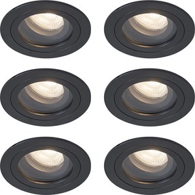 6 darabos modern süllyesztett spotlámpa készlet fekete, forgatható és dönthető IP44 - Chuck