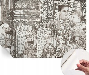 Öntapadós tapéta Divatos 3D fali ragasztóval Virágos portrék 104x70 cm