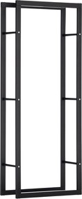 HOMCOM Fakanál Rack 60 x 25 x 150 cm, Acél Támogatás, Maximum 100kg, Kerti Tűzifa Rack, Kerti Tűzifa, Kül- és Beltéri Használatra Fekete | Aosom
