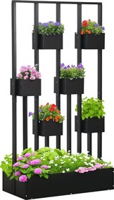 Outsunny Fali Magasított Kertágy Ültető doboz Rácsos Mászókerettel, Szilárd Fa, Kerti Rács 90x45x170cm Teraszra, Erkélyre, Virágcserép Mászó Növényekh