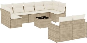 vidaXL 10 részes bézs polyrattan kerti ülőgarnitúra párnával