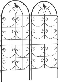 Outsunny Fém Kápolna 2 Darabos Szett Növények Mászó Cseréphez Madár Mintával 50x120 cm Kápolna Benti Növényekhez Paprika Virágokhoz Mászó Növényekhez