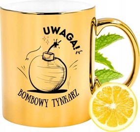 Prémium Arany Csillogó Bögre Vakoló Ajándék Nyomtatott Fotóval