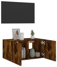 füstös tölgy színű fali TV-szekrény LED-ekkel 60x35x31 cm