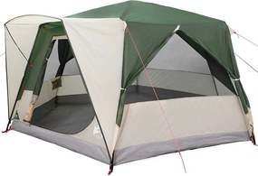 vidaXL Cabin Tent 7-Person tetővel tárolóval Zöld 400 x 350 x 212 cm