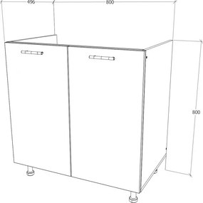 Elba alsó-felső konyhaszekrény szett 80 cm Sonoma színben N