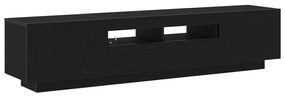 TV szekrény LED fényekkel fekete tölgy színben, 180x35x40 cm, mérnöki fa