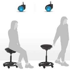 Magas szék, Ergonomikus munkaszék széles üléssel, 10°-os dőlésszög 50 x 55-73 cm, fekete