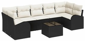 vidaXL Kerti Kanapé Szett párnával tárolóval 8 pcs Fekete és Krém