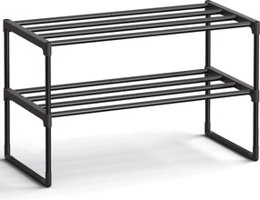 SONGMICS kétszintes fém cipőpolc, 68 cm, egymásba rakható, fekete