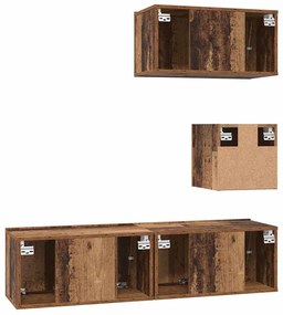 TV szekrény garnitúra 4 pcs Régi fa 60 x 30 x 30 cm Faanyag