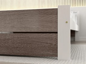 Ágy IKAROS DOUBLE 140 x 200 cm, fehér/szarvasgomba tölgy Matrac: Matrac nélkül, Ágyrács: Ágyrács nélkül