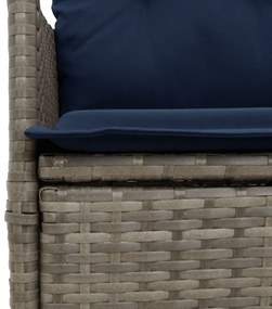 3 darabos szürke polyrattan bisztrógarnitúra párnákkal