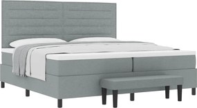 vidaXL Boxrugós ágy matracmal Világosszürke 200 x 200 cm szövet