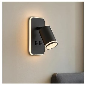 LED fali spotlámpa PIPE 1xGU10/10W/230V + LED/6W fekete