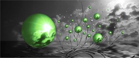 Zöld absztrakt gömbök képe (120x50 cm)