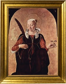 Szent Lúcia Szakrális Vászonkép Arany Keretben 30X40