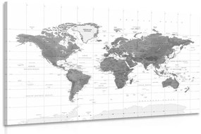 Kép csodás világtérkép fekete fehérben