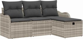 vidaXL Kerti Kanapé Szett párnával 4 pcs Világosszürke Poli rattan