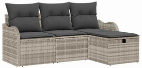 vidaXL Kerti Kanapé Szett párnával 4 pcs Világosszürke Poli rattan