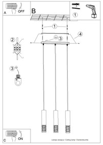 Sollux SL.1688 - Csillár zsinóron LAMI 3xGU10/10W/230V fehér
